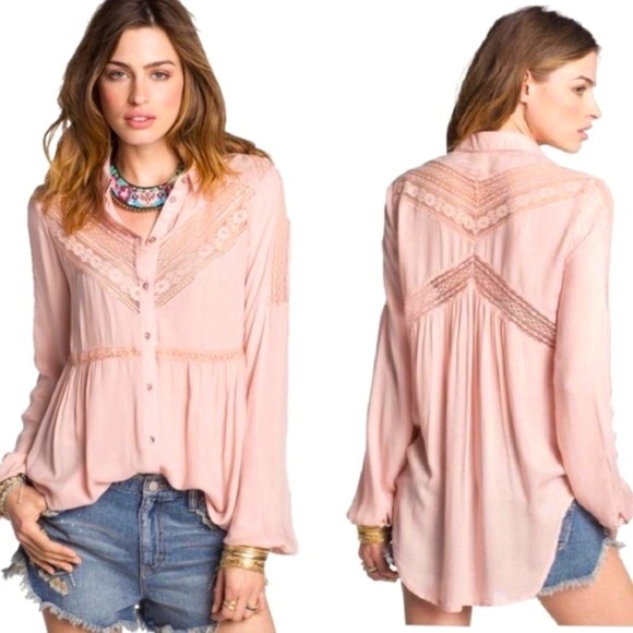 Free People Wild Wing Button Blouse - Picture 1 of 3